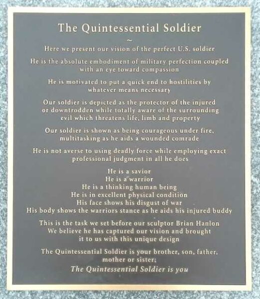THE QUINTESSENTIAL SOLDIER MEMORIAL PLAQUE