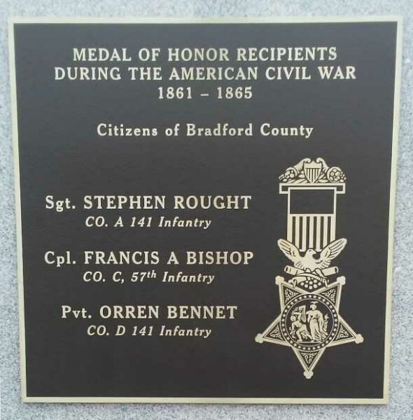 BRADFORD COUNTY CIVIL WAR MEDAL OF HONOR RECIPIENTS MEMORIAL PLAQUE