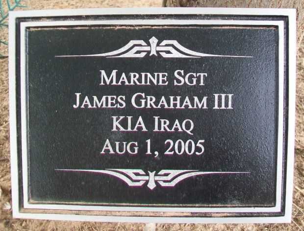 MARINE SGT JAMES GRAHAM III WAR MEMORIAL PLAQUE