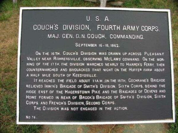 COUCH’S DIVISION, FOURTH ARMY CORPS WAR MEMORIAL PLAQUE