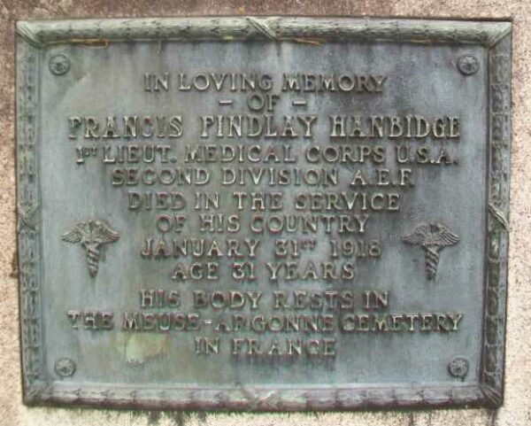 FRANCIS FINDLAY HANBIDGE WAR MEMORIAL PLAQUE
