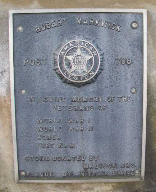 AMERICAN LEGION POST 798 WAR VETERANS MEMORIAL PLAQUE