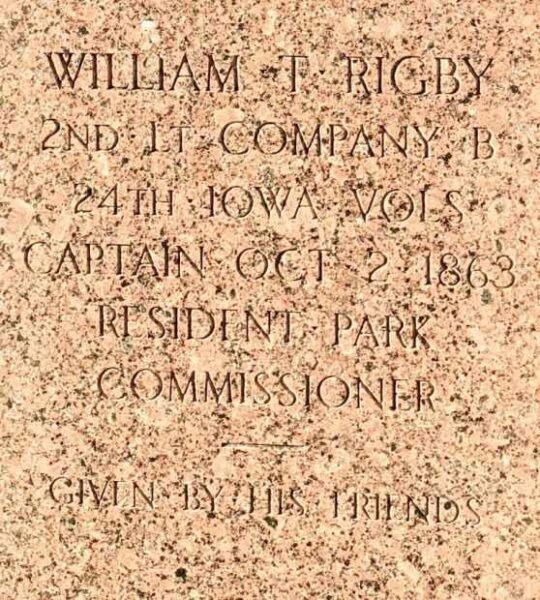 WILLIAM T. RIGBY WAR MEMORIAL DEDICATION STONE