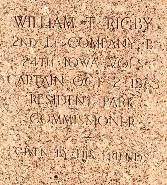 WILLIAM T. RIGBY WAR MEMORIAL DEDICATION STONE