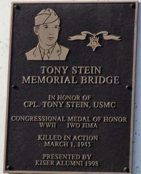 CPL. TONY STEIN MEMORIAL BRIDGE PLAQUE