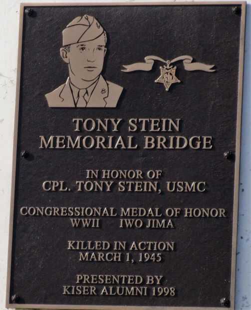 CPL. TONY STEIN MEMORIAL BRIDGE PLAQUE