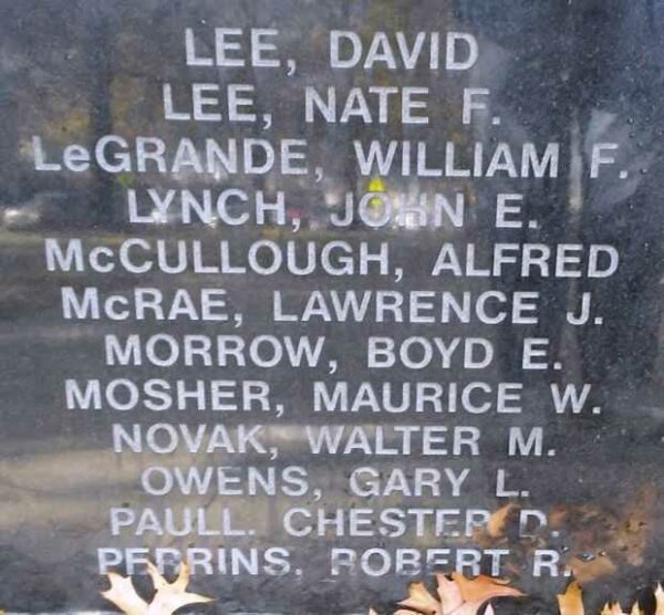 LUZERNE COUNTY VIETNAM VETERANS MEMORIAL PANEL E