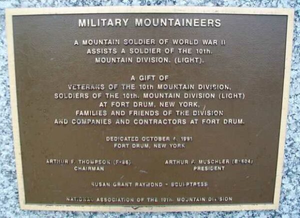 MILITARY MOUNTAINEERS MEMORIAL PLAQUE