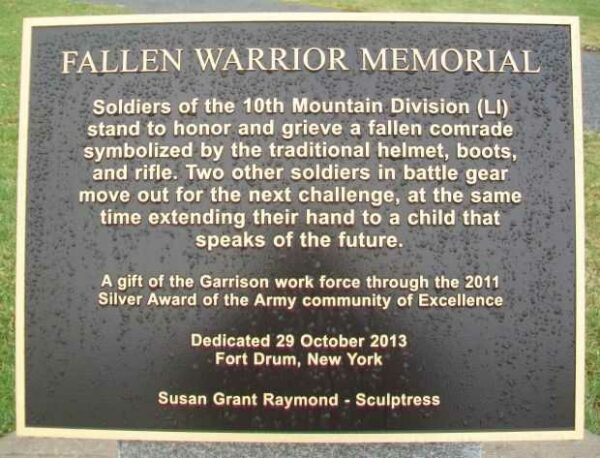 FALLEN WARRIOR MEMORIAL PLAQUE