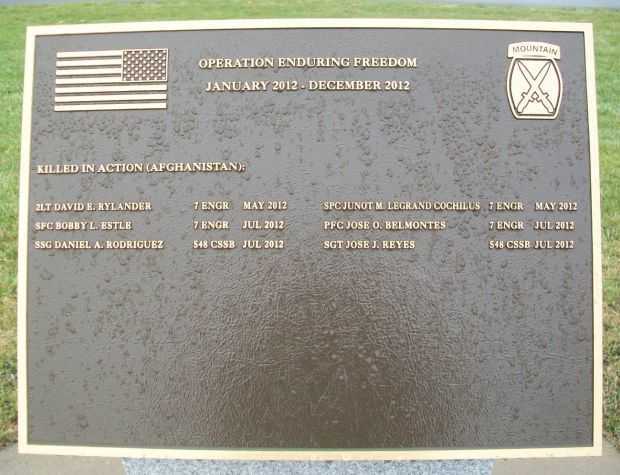 10TH MOUNTAIN DIVISION HEROES WALK MEMORIAL PLAQUE D