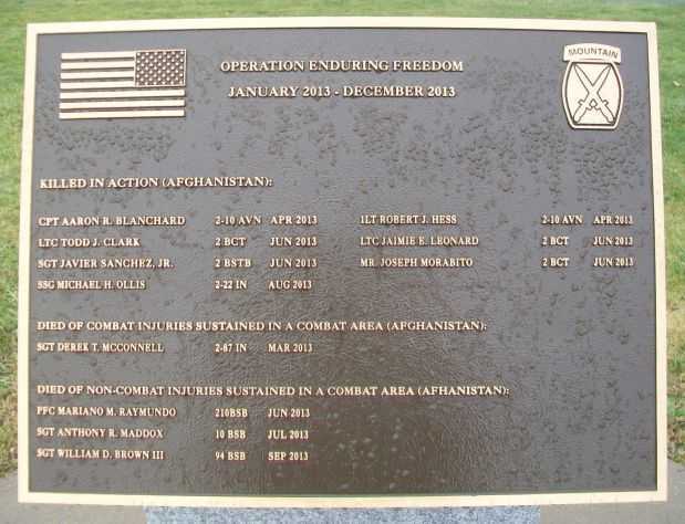 10TH MOUNTAIN DIVISION HEROES WALK MEMORIAL PLAQUE C