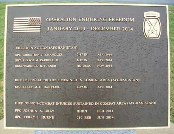 10TH MOUNTAIN DIVISION HEROES WALK MEMORIAL PLAQUE B