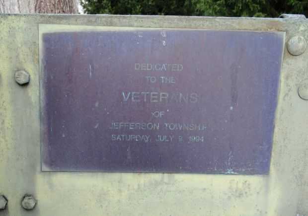 JEFFERSON TOWNSHIP VETERANS MEMORIAL CANNON PLAQUE