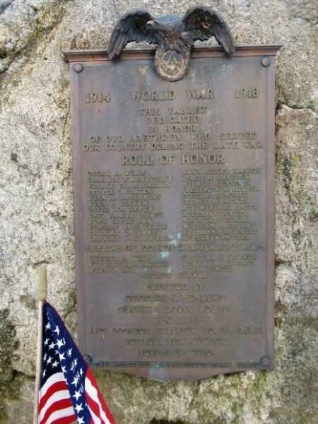 SILENTIA LODGE NO. 168 WORLD WAR I ROLL OF HONOR MEMORIAL PLAQUE