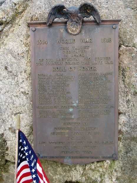 SILENTIA LODGE NO. 168 WORLD WAR I ROLL OF HONOR MEMORIAL PLAQUE