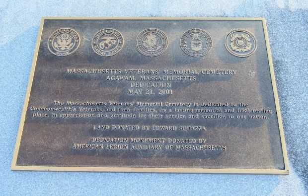 MASSACHUSETTS VETERANS MEMORIAL CEMETERY PLAQUE