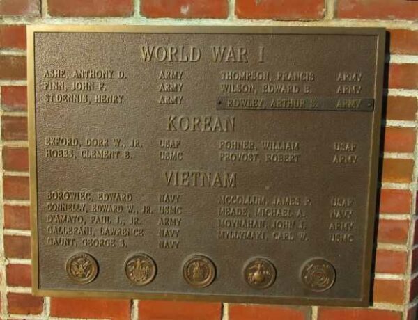 THE AGAWAM VETERAN WAR MEMORIAL PLAQUE C