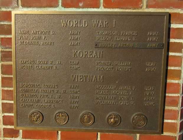 THE AGAWAM VETERAN WAR MEMORIAL PLAQUE C