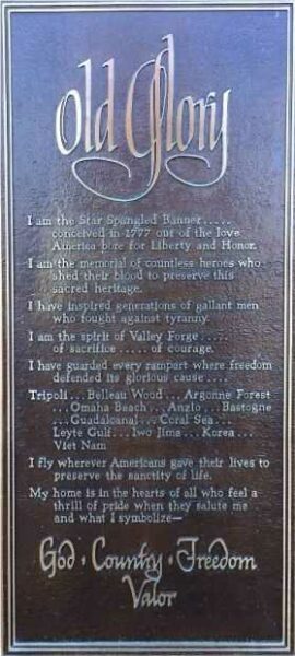 OLD GLORY MEMORY PLAQUE
