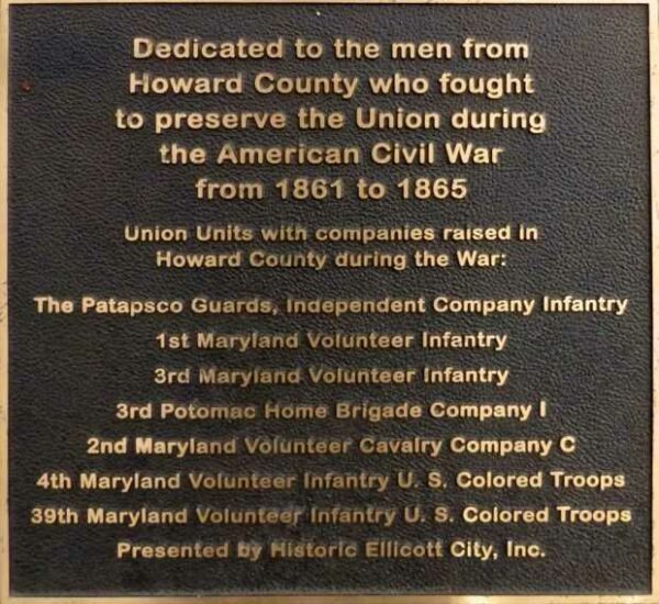 HOWARD COUNTY CIVIL WAR UNION UNITS MEMORIAL PLAQUE