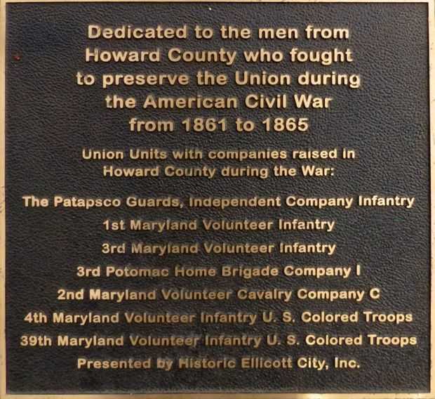 HOWARD COUNTY CIVIL WAR UNION UNITS MEMORIAL PLAQUE