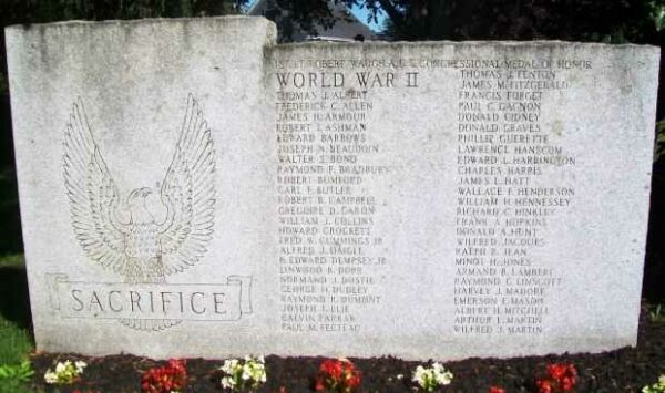 AUGUSTA, ME WORLD WAR II AND KOREAN WAR MEMORIAL LEFT STONE