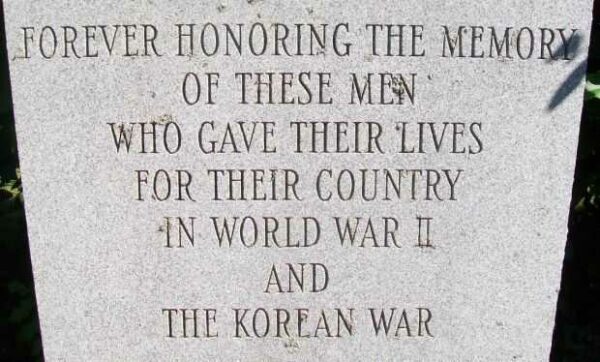 AUGUSTA, ME WORLD WAR II AND KOREAN WAR MEMORIAL DEDICATION STONE