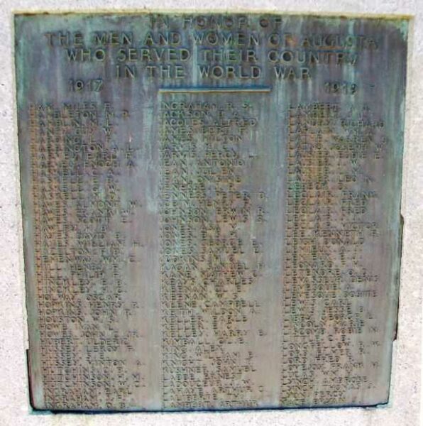 AUGUSTA, ME WORLD WAR I MEMORIAL PLAQUE C