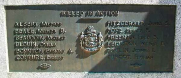 AUGUSTA, ME WORLD WAR I MEMORIAL PLAQUE A