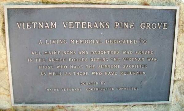 VIETNAM VETERANS PINE GROVE MEMORIAL PLAQUE