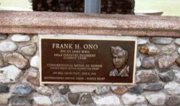 FRANK H. ONO MEDAL OF HONOR MEMORIAL PLAQUE