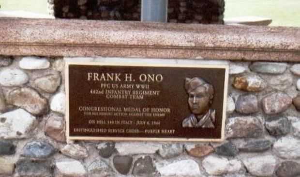 FRANK H. ONO MEDAL OF HONOR MEMORIAL PLAQUE
