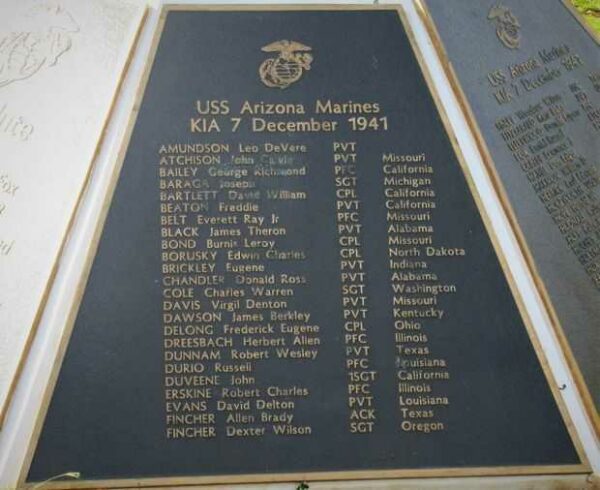 UNITED STATES MARINE CORPS 7 DECEMBER 1941 MEMORIAL PLAQUE D