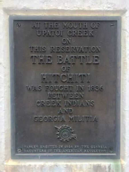 THE BATTLE OF HITCHITI WAR MEMORIAL PLAQUE A