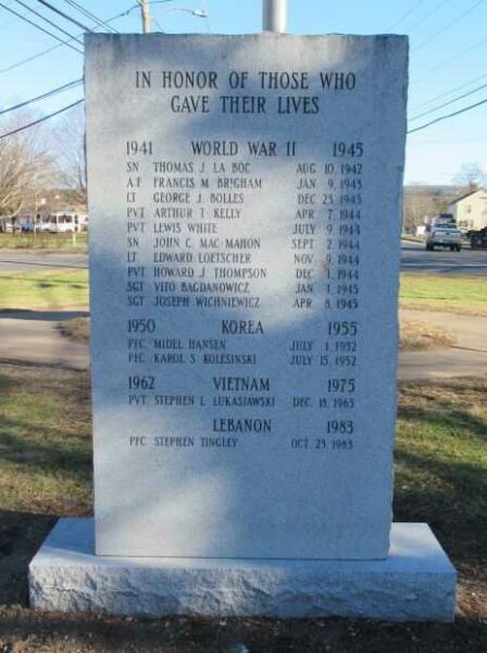 ELLINGTON WAR VETERANS MEMORIAL BACK