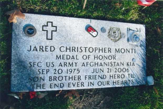 JARED CHRISTOPHER MONTI MEDAL OF HONOR MEMORIAL GRAVE STONE