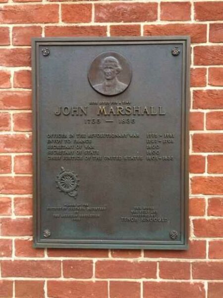 JOHN MARSHALL REVOLUTIONARY WAR MEMORIAL PLAQU