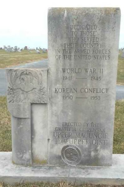 UPPER MACUNGIE TOWNSHIP UPPER DISTRICT WORLD WAR II AND KOREAN CONFLICT MEMORIAL