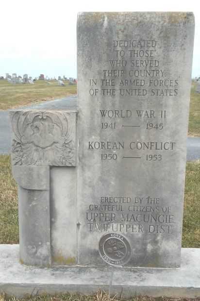UPPER MACUNGIE TOWNSHIP UPPER DISTRICT WORLD WAR II AND KOREAN CONFLICT MEMORIAL