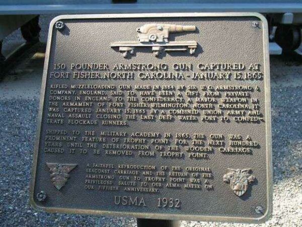 WEST POINT ARMSTRONG GUN WAR MEMORIAL CANNON PLAQUE