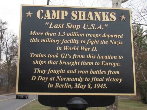 CAMP SHANKS “LAST STOP U.S.A.” MEMORIAL PLAQUE