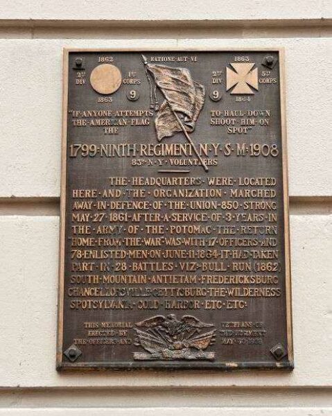 NINTH REGIMENT NEW YORK STATE WAR MEMORIAL PLAQUE