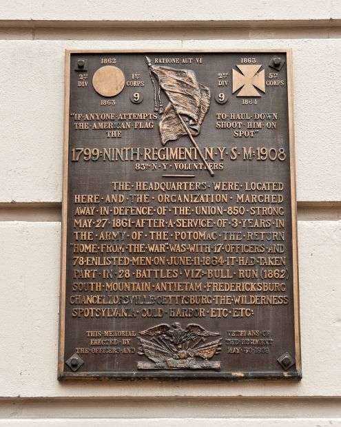 NINTH REGIMENT NEW YORK STATE WAR MEMORIAL PLAQUE