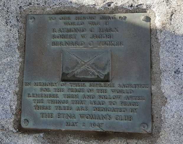 THE ETNA WOMAN’S CLUB WORLD WAR II MEMORIAL TREES PLAQUE