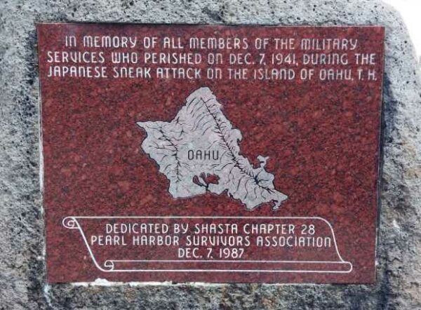 SHASTA CHAPTER 28 PEARL HARBOR MEMORIAL PLAQUE