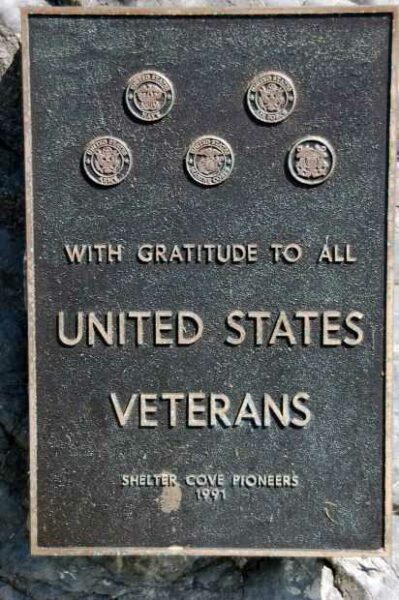 SHELTER COVE PIONEERS VETERANS MEMORIAL PLAQUE