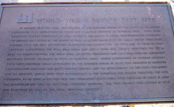 WORLD WAR II BRIDGE TEST SITE MEMORIAL PLAQUE