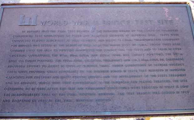 WORLD WAR II BRIDGE TEST SITE MEMORIAL PLAQUE