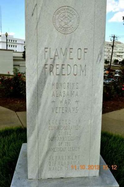 ALABAMA FLAME OF FREEDOM WAR MEMORIAL SIDE A
