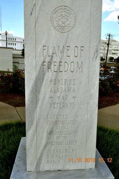 ALABAMA FLAME OF FREEDOM WAR MEMORIAL SIDE A